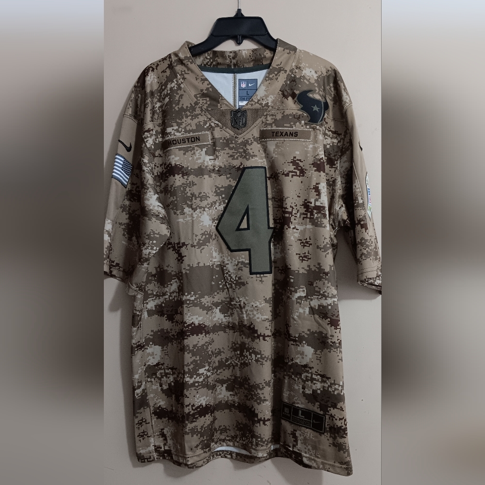 Nike Onfield Salute To Service Camo Houston Texans Deshaun Watson Jersey Large